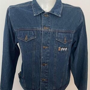 VINTAGE Disney Denim Jacket Adult Size Medium Blue 2000 Millennium Mickey Mouse